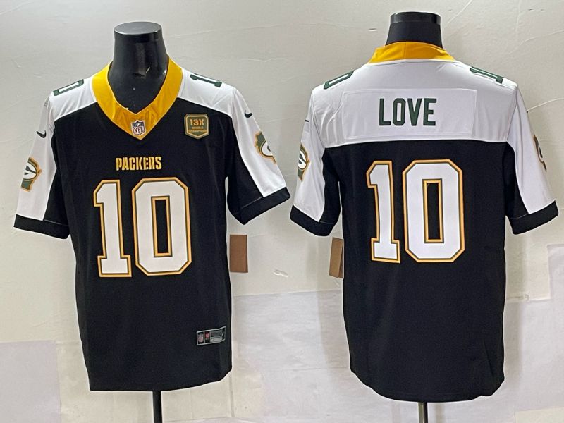 Men 2025 Green Bay Packers #10 Love Black Nike Limited NFL Jersey style 01